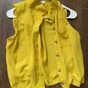 Yellow Sleeveless Button-Up Blouse